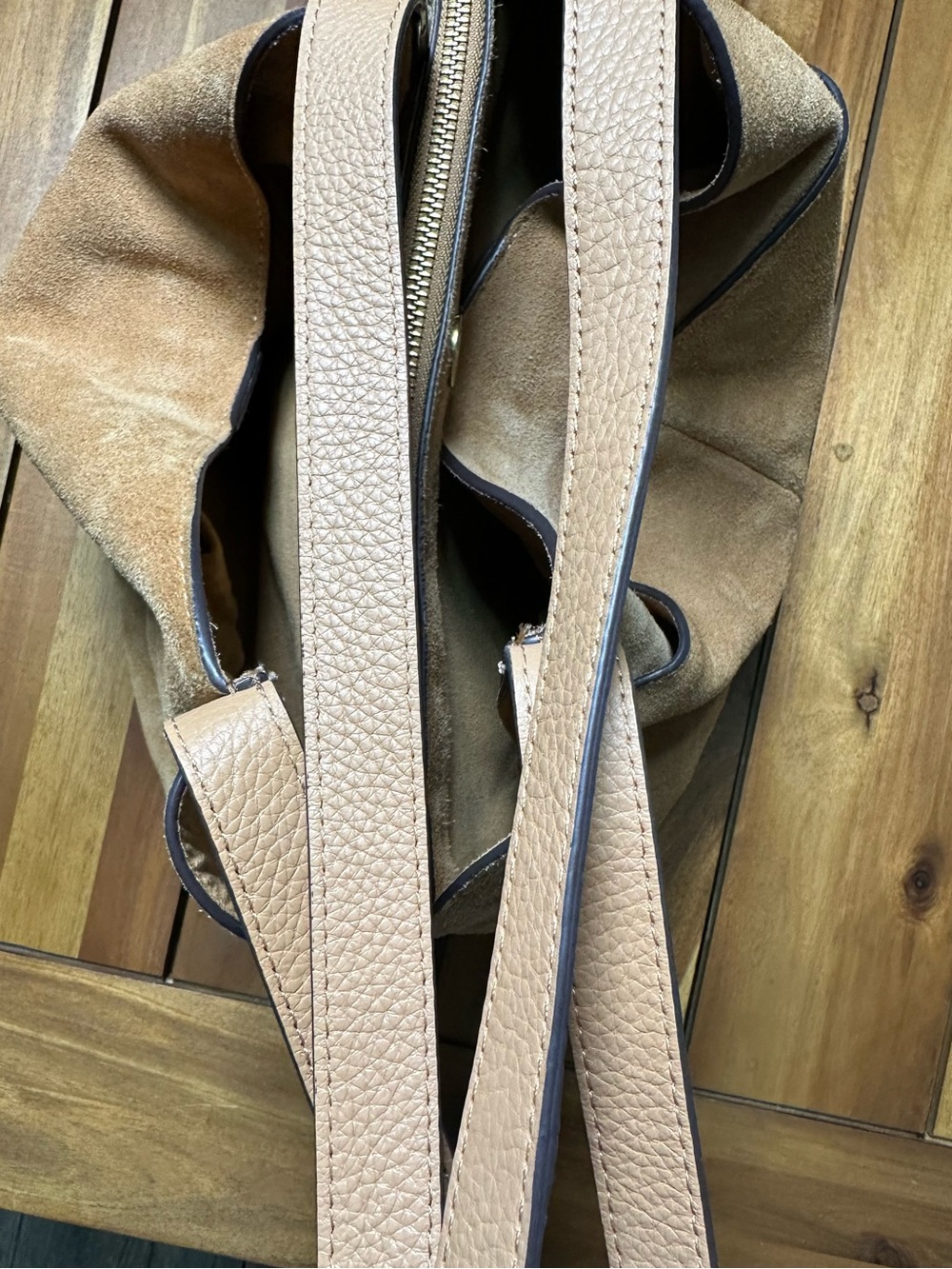 Suede Slouchy Shoulder Bag in Camel Brown - Picture 15 of 15
